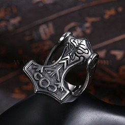 メンズステンレススチールフィンガー指輪  ワイドバンドリング  アンティークシルバー  usサイズ11（20.6mm）&nbsp;RJEW-BB29952-11