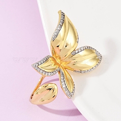 Brass Micro Pave Cubic Zirconia Cuff Rings&nbsp;RJEW-Q030-02G