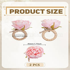 プラスチック製のバラの花のナプキンリング  ナプキンホルダー装飾  レストランのデイリーアクセサリー  ピンク  79x46mm&nbsp;AJEW-WH0695-129