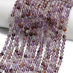 Natural Purple Phantom Quartz/Purple Lodolite Quartz Beads Strands&nbsp;G-L661-A01-4mm