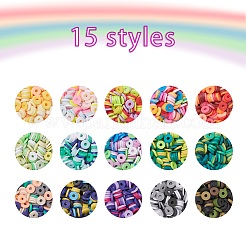 2400Pcs 15 Colors Handmade Polymer Clay Beads&nbsp;CLAY-YW0001-41