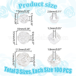 300個3スタイルイミテーションパールアクリルビーズ  花  ホワイト  7~11x7.5~11.5x7.7~11mm  穴：1.2~2.8mm  100個/スタイル&nbsp;OACR-GA0001-20
