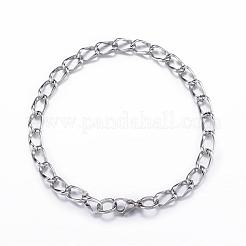 304ステンレススチールカーブチェーンブレスレット  カニカン付き  ミックスカラー  8-1/4インチ（210mm）  7mm&nbsp;BJEW-P064-28