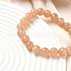 天然サンストーンビーズストレッチブレスレット（男女兼用）  ラウンド  内径：2-1/8インチ（5.5cm）  ビーズ：8mm&nbsp;BJEW-I322-01