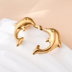 304 Stainless Steel Dolphin Stud Earrings&nbsp;EJEW-R028-01G