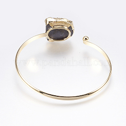 Golden Plated Brass Cuff Bangles&nbsp;X-BJEW-L624-C01