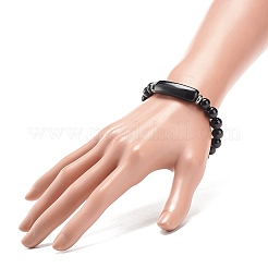 Natural Obsidian Beaded Stretch Bracelet&nbsp;BJEW-JB08879-02