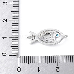 Brass Micro Pave Clear Cubic Zirconia Fish Links Connector Charms&nbsp;KK-K399-06P