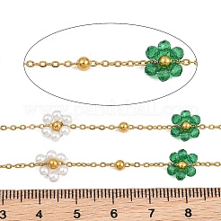 Glass & ABS Plastic Imitation Pearl Beaded Chains&nbsp;SA-CBAD321-02B
