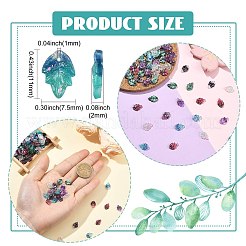 ツートン樹脂ペンダント200個  葉のチャーム  グリッターパウダー付き  ミックスカラー  11x7.5x2mm  穴：1mm&nbsp;RESI-CJ0005-55
