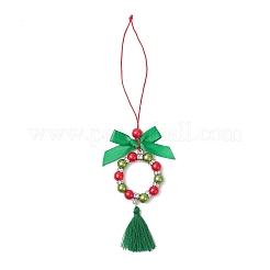 Christmas Wreath ABS Plastic Imitation Pearl Beads Pendant Decoration&nbsp;HJEW-JM04281