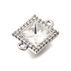 Brass Micro Pave Clear Cubic Zirconia and Glass Connector Charms&nbsp;KK-N289-15P