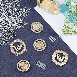8 Sets Round & Rose Alloy Rhinestones Bag Decoration&nbsp;FIND-WR0002-42