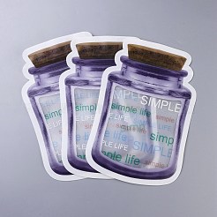 再利用可能なボトル形状のジッパーシールバッグ  新鮮な気密シール食品保存袋  ナッツキャンディークッキー用  パープル  24.5x16.7cm&nbsp;OPP-Z001-04-C