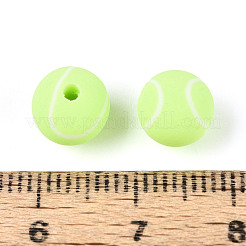 手作り樹脂粘土ビーズ  テニス  緑黄  8mm  穴：1.8~2mm&nbsp;CLAY-Q253-05F