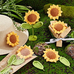 18Pcs 2 Style Hand Knitting Wool Sunflower and Leaf&nbsp;DIY-GA0006-11