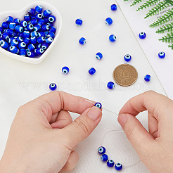 98Pcs Evil Eye Handmade Lampwork Round Bead Strands&nbsp;LAMP-DC0001-20