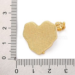 真鍮製エナメルペンダント  カドミウムフリー＆ニッケルフリー＆鉛フリー  ABSの模造パールと  18KGP本金メッキ  花のチャーム付きハート  空色  35mm  穴：6x4.5mm&nbsp;KK-S502-09G-A