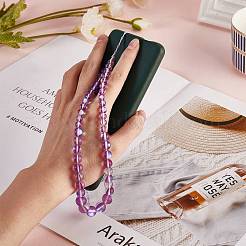 ラウンド合成ムーンストーンビーズモバイルストラップ  ナイロンコード tpu 携帯電話ストラップパッチモバイルアクセサリー装飾  青紫色  23cm&nbsp;HJEW-SW00042-04