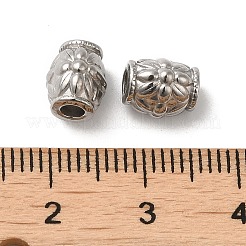 変色しにくい304ステンレススチールビーズ  花とオーバル  ステンレス鋼色  8x6.5mm  穴：2.5mm&nbsp;STAS-I203-54P