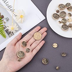 合金シャンクボタン  アンカー付きのフラットラウンド  アンティーク黄金  11.5~24.5x7.5~10.5mm  穴：2mm  40個/箱&nbsp;BUTT-OC0001-01AG