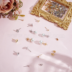 Stainless Steel Half Round Stud Earring Findings&nbsp;STAS-SP0002-03