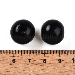 塗装天然木ビーズ  ラウンド  ブラック  16mm  穴：4mm&nbsp;WOOD-A018-16mm-20