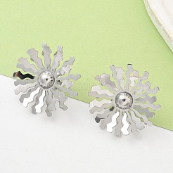 304ステンレススチールスタッドピアス  花  ステンレス鋼色  29mm&nbsp;EJEW-Z098-21P