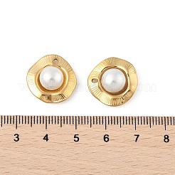 ABS模造真珠ビーズペンダント  花のチャーム  真空めっき  304ステンレス鋼製  18KGP本金メッキ  17x17x7.5mm  穴：1mm&nbsp;STAS-P380-70G