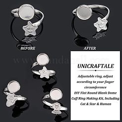 DIY Flat Round Blank Dome Cuff Ring Making Kit&nbsp;STAS-UN0039-46
