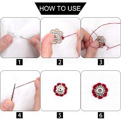 合金スナップボタン  ソーイングアクセサリーボックスコンテナ付き  花  ミックスカラー  20.5x4mm  穴：3mm  24セット /箱&nbsp;SNAP-NB0001-01