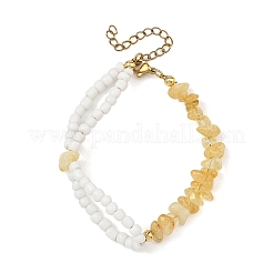Heated Natural Citrine Chip Beads & Glass Seed Beads Beaded Bracelets for Women&nbsp;BJEW-JB14137-03