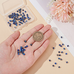 天然ラピスラズリビーズ1連  多面カット  キューブ  4x4x3.7~4mm  穴：0.6mm  約90~93個/連  15.47~15.51インチ（39.3~39.4cm）&nbsp;G-OC0005-49