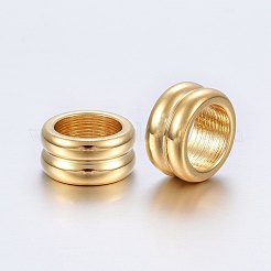 304ステンレススジ入りビーズ  大穴ビーズ  コラム  ゴールドカラー  12x6mm  穴：8mm&nbsp;STAS-E436-13G