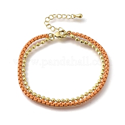 Brass Beaded Double Strand Bracelets&nbsp;BJEW-U040-02G-02