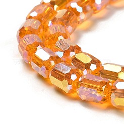 電気メッキガラスビーズ  多面カット  コラム  砂茶色  6x6.5mm  穴：1mm&nbsp;X1-EGLA-D030-19D