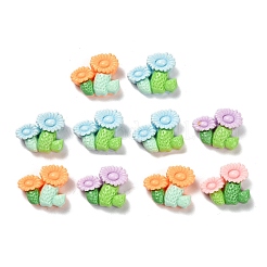 オペーク樹脂カボション  花  ミックスカラー  11x14x6mm&nbsp;RESI-I068-01A-02