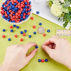 400 個 4 スタイル不透明なアクリル ビーズ  スター＆ハート  ミックスカラー  9~11x9.5~11.5x5.5~7mm  穴：1.5~2mm  100個/スタイル&nbsp;OACR-AR0001-30