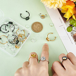 DIY Flat Round Blank Cameo Photo Ring Making Kit&nbsp;DIY-UN0004-46