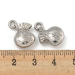 変色しない304ステンレススチールチャーム  マネーバッグチャーム  ステンレス鋼色  15x14x5mm  穴：2mm&nbsp;STAS-I307-563P