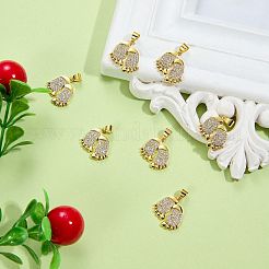 真鍮パヴェキュービックジルコニアペンダント10個  フットプリント  18KGP本金メッキ  18x17x2mm  穴：4.5x3.5mm&nbsp;KK-SZ0002-66