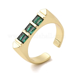 Brass Micro Pave Cubic Zirconia Cuff Open Rings for Women&nbsp;RJEW-L343-02G-02