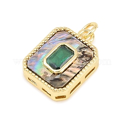 Brass with Natural Paua Shell Pendants&nbsp;KK-C170-05G-01