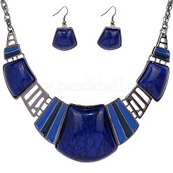 Trapezoid Alloy Resin Pendant Necklaces & Dangle Earrings Sets&nbsp;FS-WG8D8C4-01