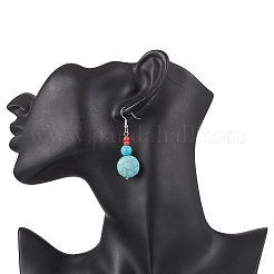 Brass Synthetic Turquoise Dangle Earrings&nbsp;EJEW-JE06535