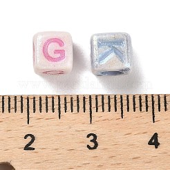 プラスチックビーズ  クラフトビーズ  文字 a~z テーマ  正方形  6.5x6.5x6.5mm  穴：3.5mm  1923個/ 500g&nbsp;KY-B004-06B