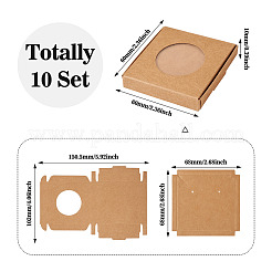 正方形のクラフト紙ジュエリー収納ボックス  ネックレス イヤリング ギフトケース 窓付き  ラウンド  6x6x1cm  窓：35mm&nbsp;CON-TAC0001-04C