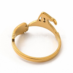 201ステンレススチール製ウォッチほうきと帽子のオープンカフリング（女性用）  ゴールドカラー  内径：18mm&nbsp;RJEW-K239-06G