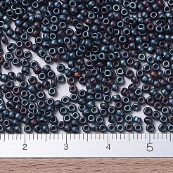 MIYUKIラウンドロカイユビーズ  日本製シードビーズ  （rr2009)マットメタリックブルーアイリス  11/0  2x1.3mm  穴：0.8mm  約1111個/10g&nbsp;X-SEED-G007-RR2009