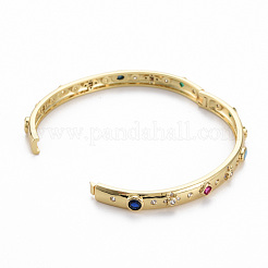 Adjustable Brass Micro Pave Cubic Zirconia Bangles&nbsp;BJEW-Q700-003-NF
